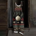 thumbnail image 2 of Women's Vintage Cotton Linen Overalls with Christmas Print - Casual Loose Jumpsuit with Shoulder Straps & Pockets, Dark Green, Size XXL, 2 of 6