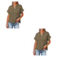 thumbnail image 3 of Qarigey Blusa de algodón de manga corta para mujer, camisa informal para niñas, vacaciones en la playa, compras, ropa de moda, Top de verano Type10 NO10, 3 of 6