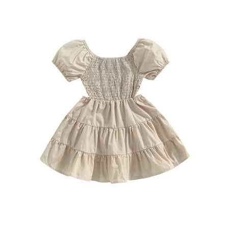 

Bagilaanoe Toddler Baby Girl Summer Dress Short Sleeve Ruffled A-line Princess Dresses 12M 18M 24M 3T 4T 5T Kids Casual Swing Sundress