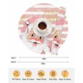 thumbnail image 6 of 13 Inch Round Placemats Set of 4, Pink Santa Christmas Non Slip Heat Insulation PP Table Mats, Snowflake Xmas Pink Striped Washable Place Mats for Kitchen Dining Party Table Decor, 6 of 7