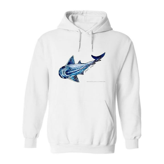 Blue Whale Shark Design Hoodie Men -Image by Shutterstock, Male Medium