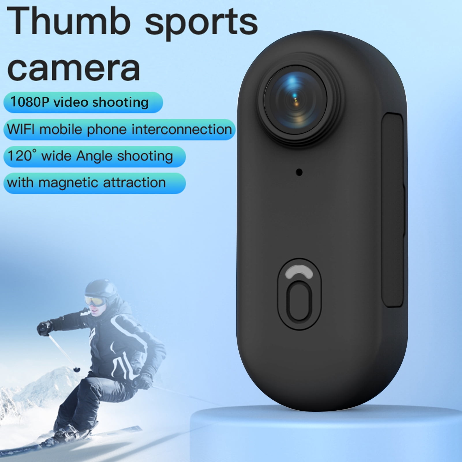 Sports 1080P Tiny Action Camera WiFi Sports Camera 120 Wide Angle Lens Video Camera With Magnetic Lanyard Back Clip Water Resistant Case