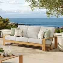 Modway Lirienne Outdoor Patio Aluminum Faux Wood Sofa in Ivory Natural by Modway