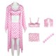 thumbnail image 1 of Barbie Pink Plaid Trench Coat Azul Houndstooth Traje De Baño Cosplay Conjunto Niña Halloween Fiesta Props Fans, 1 of 4