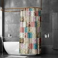 thumbnail image 2 of Floral Shower Curtain, Patchwork Boho Shower Curtain Design Various Flowers Print Paisley Pattern Bathroom Curtains for Farmhouse Cottage Vintage Style, 69X70 Inches, 2 of 3