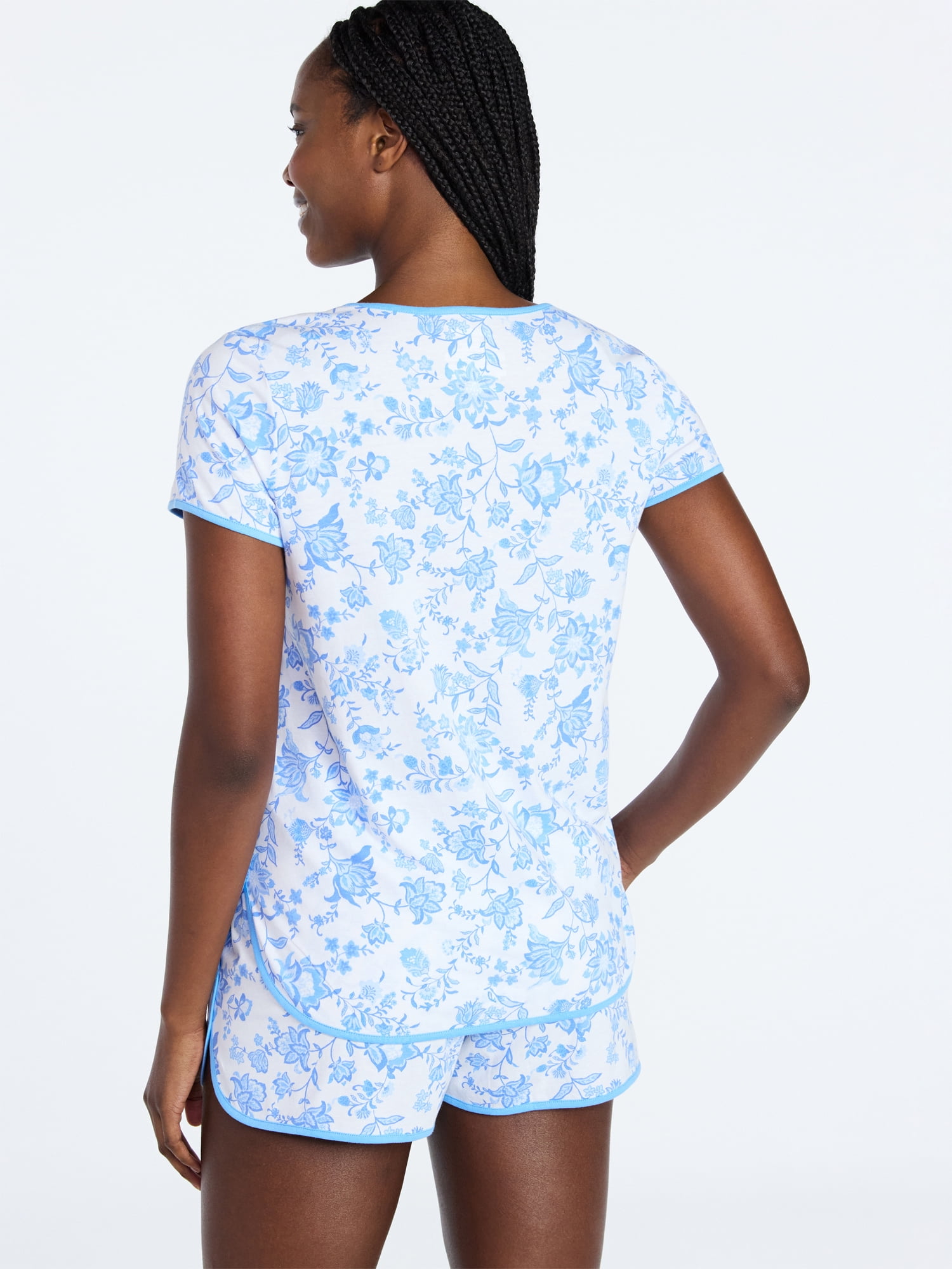 Joyspun Women's Lightweight Short Sleeve Sleep Tee and Shorts Set, 2-Piece, Sizes XS-3X