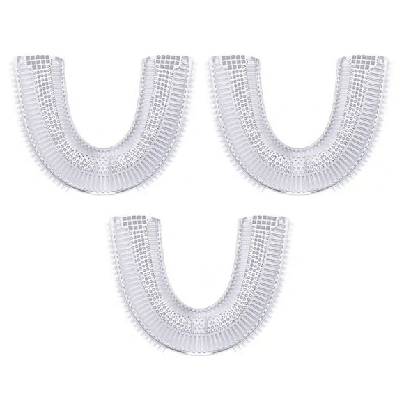 3 cabezales de cepillo de dientes en forma de U de grado alimenticio (blancos)