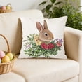 thumbnail image 4 of JoyMoreHome Easter Throw Pillow Cover, 18x18 Inch Cute Bunny Print Decorative Cushion Cover, for Easter Party, Couch, Bed, Sofa, Livingroom, 4 of 6