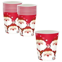 CuiLiyq 16 PCS Christmas Disposable Cups, Paper Hot Chocolate Cocoa Cup, Christmas Party Supplies Tea Coffee Disposable for Party Holidays Hot Cold Drinks (Santa Claus Style)