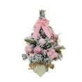 thumbnail image 2 of Mini Christmas Tree, Flocking White Christmas Tree Ornaments, Small Encrypted Desktop Decoration with LED Lights for Home Office, Pink Artificial PVC Tree with Wood Base, 15.74 Inches Tall, 2 of 7