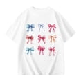 thumbnail image 3 of KKBOTIVE Girl's Bow Cute Graphic Tees Short Sleeve Preppy Summer T Shirt Baggy Tops Kids 100 Days of School Shirt, White Size: 2-3 Years, 3 of 5