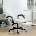 thumbnail image 2 of Vinsetto Massage Office Chair, Linen Fabric Desk Chair w/ Footrest, White, 2 of 10