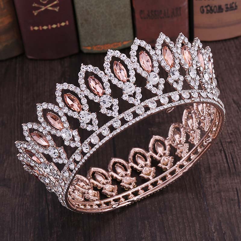 Baroque Golden Crown Tiara Diadem Retro MenS Full Round Large Crystal Beauty Queen Prom King Crown Wedding Crown Bridal Hair Accessories