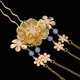 thumbnail image 4 of Conjunto de joyas Salvador horquillas de flores pendientes adornos dorados para el cabello Traje de joyería de tocado de boda, 4 of 10
