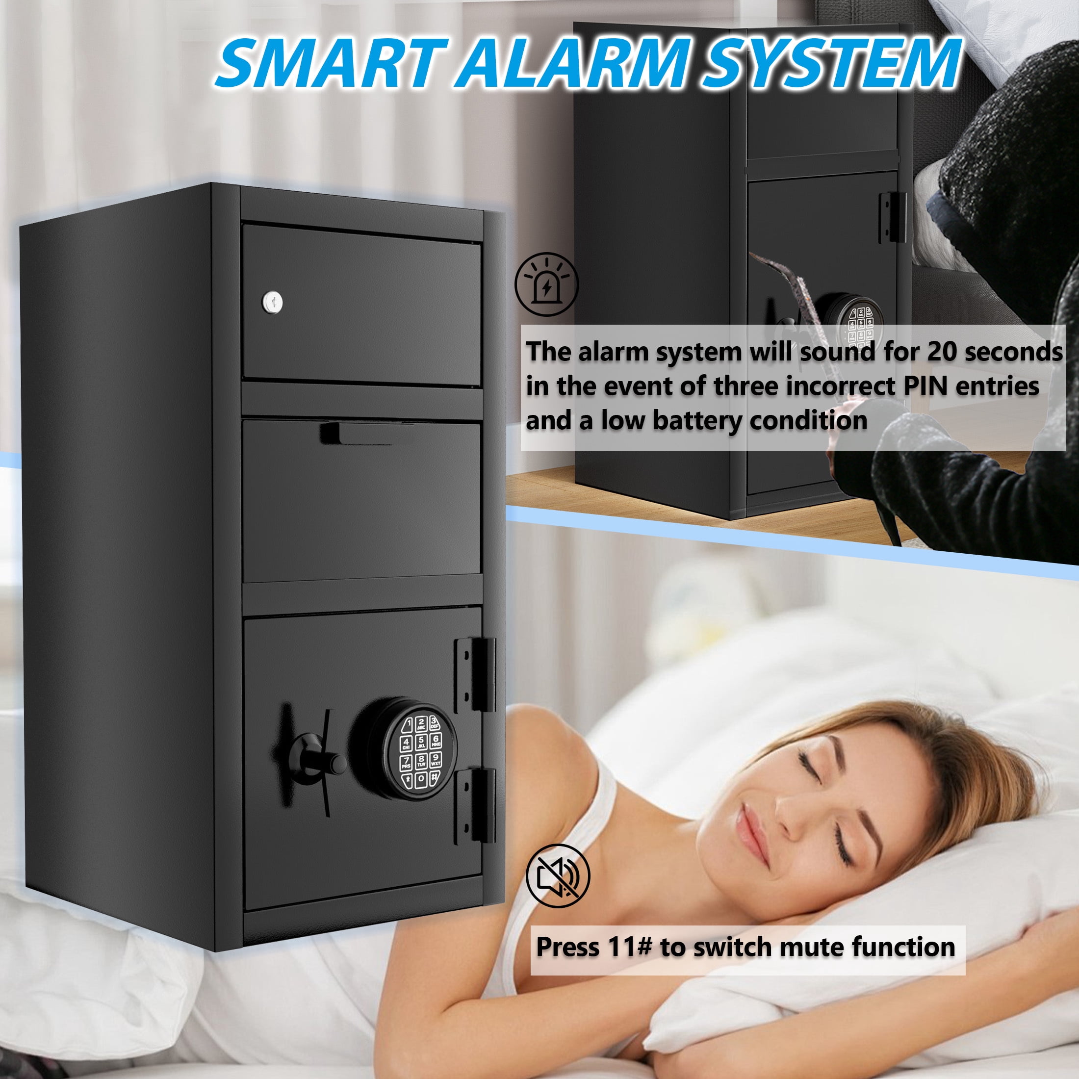 4.0 Cubic Feet Heavy Duty Dual Door Safe Box, Drop Safe Fireproof with Deposit Slot, Security Cash Safe for Home, Office, Hotel, Restaurant