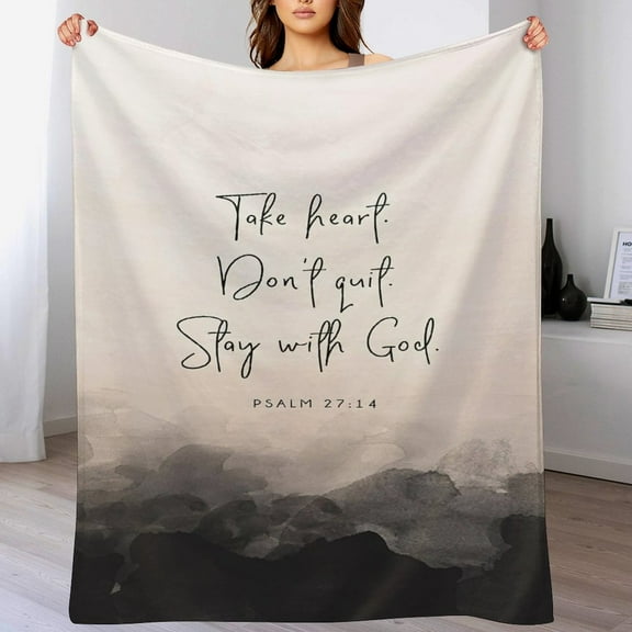 Bible Verses Psalm 27 14 Throw Blanket Inspirational Prayers Quotes Flannel Blanket Soft Sofa Decor Blanket Gifts for Women Men 30"x40"