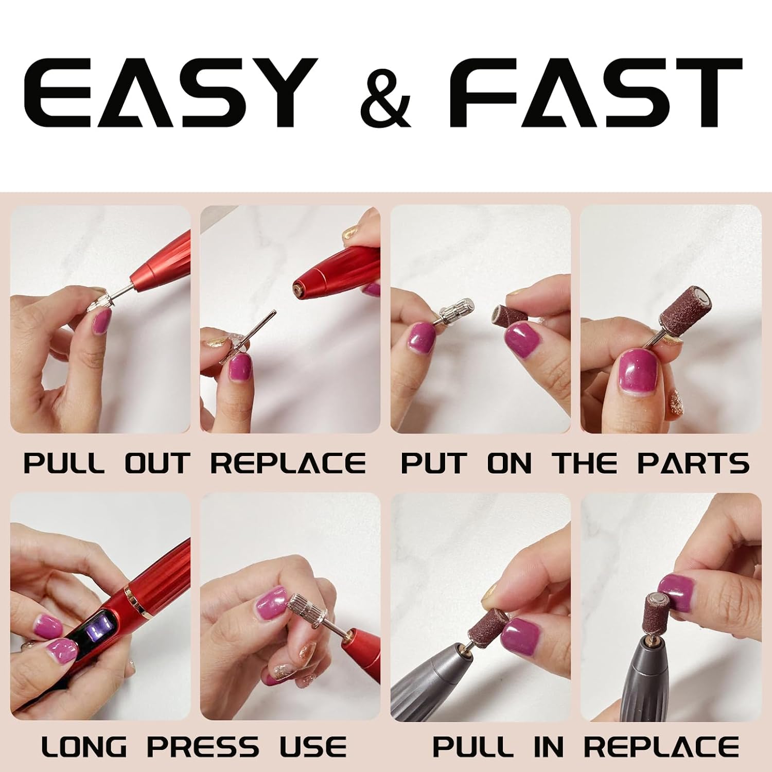 Professional Electric Nail Drill Set Cordless Rechargeable Manicure Pedicure File Kit High-Speed Nail File Set for Home ＆ Salon Nail Buffer Manicure Pedicure Polishing Tools