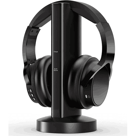 Wireless TV Headphones with 2.4G Digital RF Transmitter, Hi-Fi Over-Ear Cordless Headset with RCA / 3.5MM / Optical Port, for Watching Home TV Game Computer Television