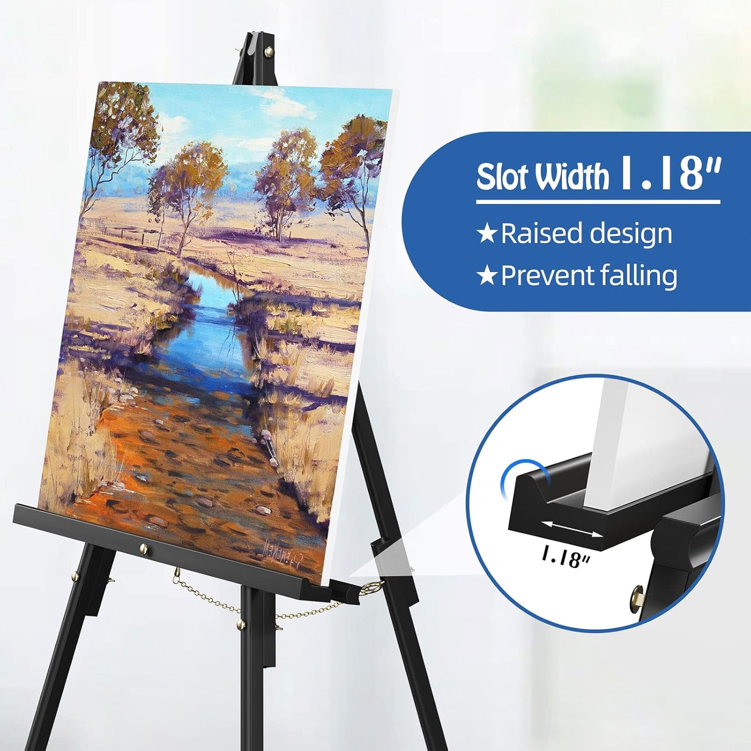 Wooden Art Easel Stand - 63" Portable Tripod Wood Artist Easel - Adjustable Floor Poster Stand for Painting, Display Show, Wedding - Black