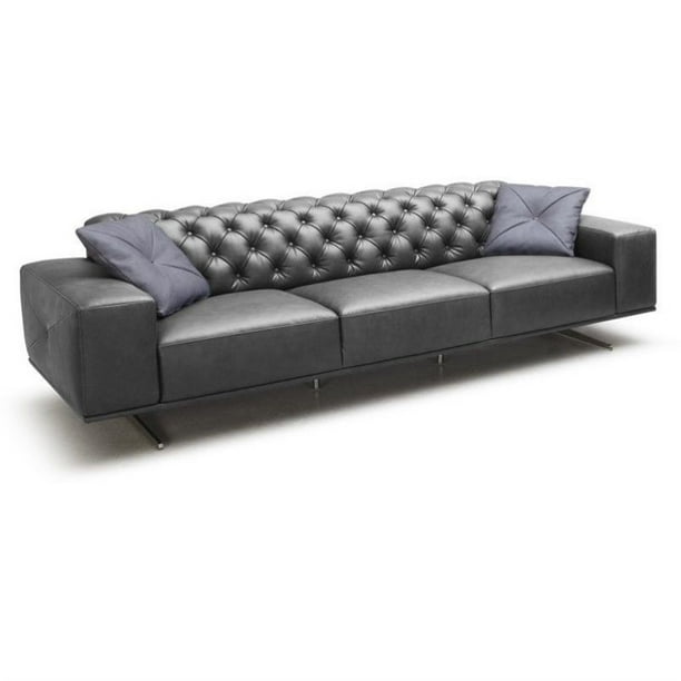 J M Furniture Othello Italian Leather Sofa In Black Walmart Com Walmart Com