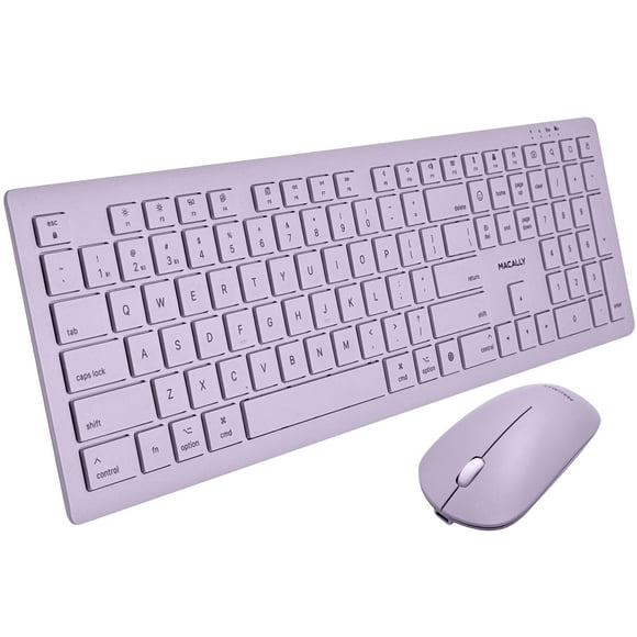 Combo de teclado y ratón inalámbricos Macally para Mac - Púrpura