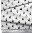 thumbnail image 3 of Soimoi Cotton Voile Fabric Yacht & Waves Nautical Print Fabric by the Yard 42 Inch Wide, 3 of 3