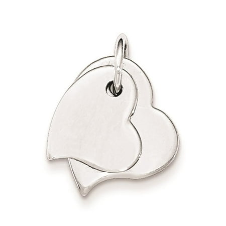 925 Sterling Silver Polished Two Piece Heart Charm Pendant
