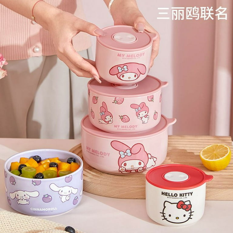 Sanrio Hello Kitty Ceramic Bowl Children Anime Rice Bowl My Melody