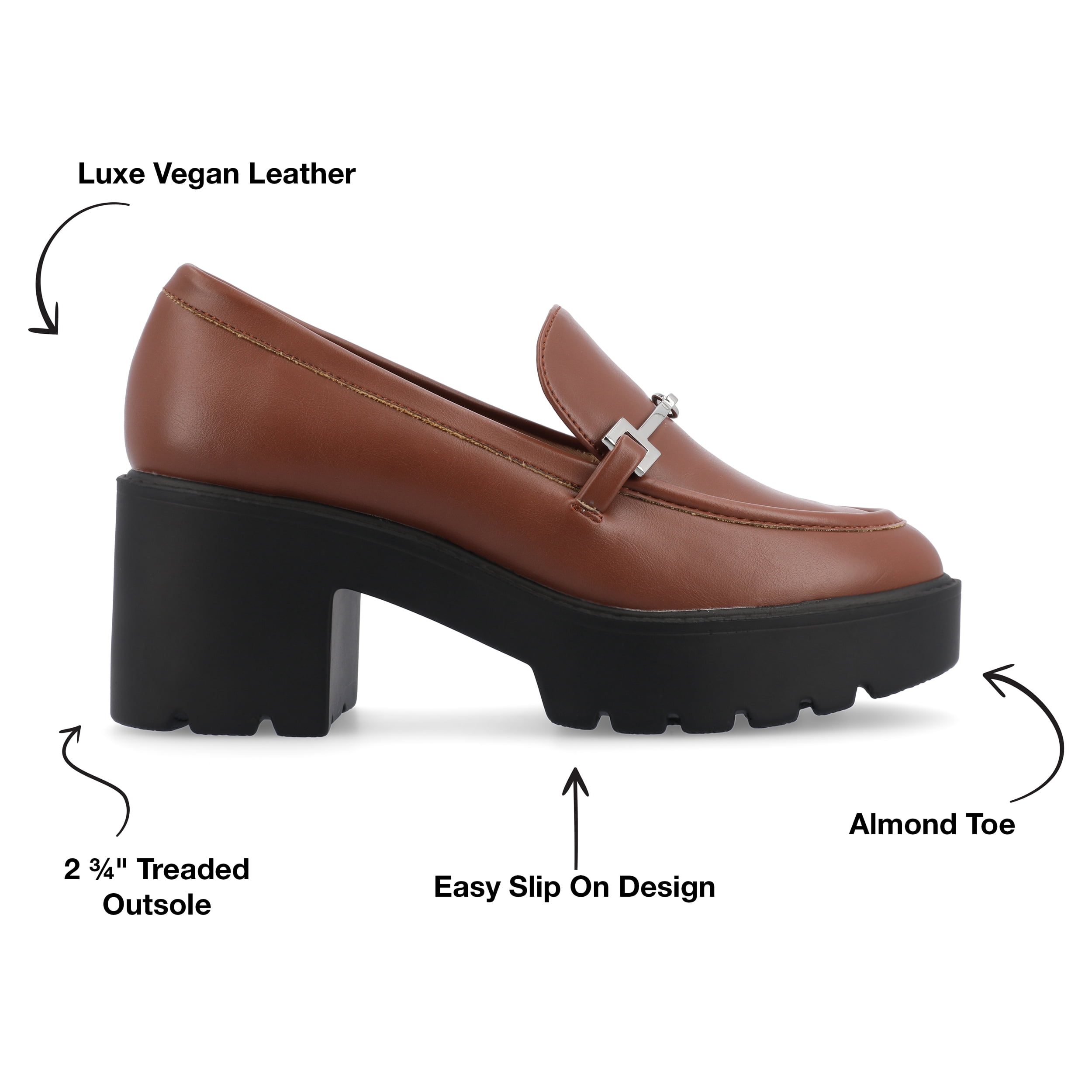 Journee Womens Kezziah Loafer Style Lug Outsole Platform Pumps, Widths Available