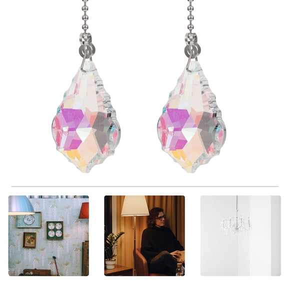 Luxshiny Set of 2 Hanging Crystal Pendant Lamps with Multicolor Design for Wedding Decor and Craft Projects