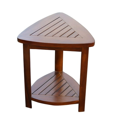 ALA Teak Wood Bath Spa Shower Stool Corner Bench Stool Fully Assembled