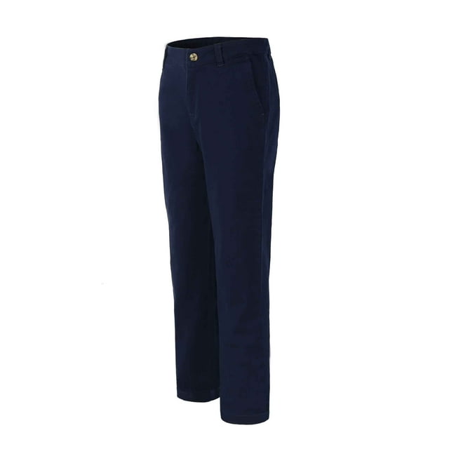 Bienzoe Girl's Cotton Slim Adjustable Waist School Uniform Pants Navy 14