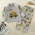 thumbnail image 2 of Huowey Halloween Pajamas Big Boy Girls Crew Neck Cute Print Pajama Sets Long Sleeve Lovely Sleepwear 2 Piece Pjs Multiple Cartoon Jammies Pajama,Grey,1-2T, 2 of 3