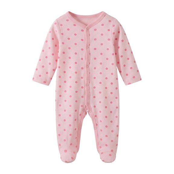 ZHANGDER Newborn Boy Clothes 6M Infant Newborn Long Sleeve Crew Neck Romper Bodysuit Jumpsuit One Piece Snap Button Fall Clothing, Watermelon Red 3-6 Months