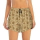 thumbnail image 2 of Balery Brown Flowers Pantalones cortos deportivos para mujer con forro y dos bolsillos, elásticos, para entrenamiento, gimnasio, yoga-X-Large, 2 of 7