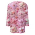 thumbnail image 6 of Fgvctg Valentine's Day Women's Tops Casual Crewneck 3/4 Sleeve Top Oversized Date Night Pullover Shirts Soft Cute Love Heart Graphic Half Sleeve Blouse Purple Pink M, 6 of 6