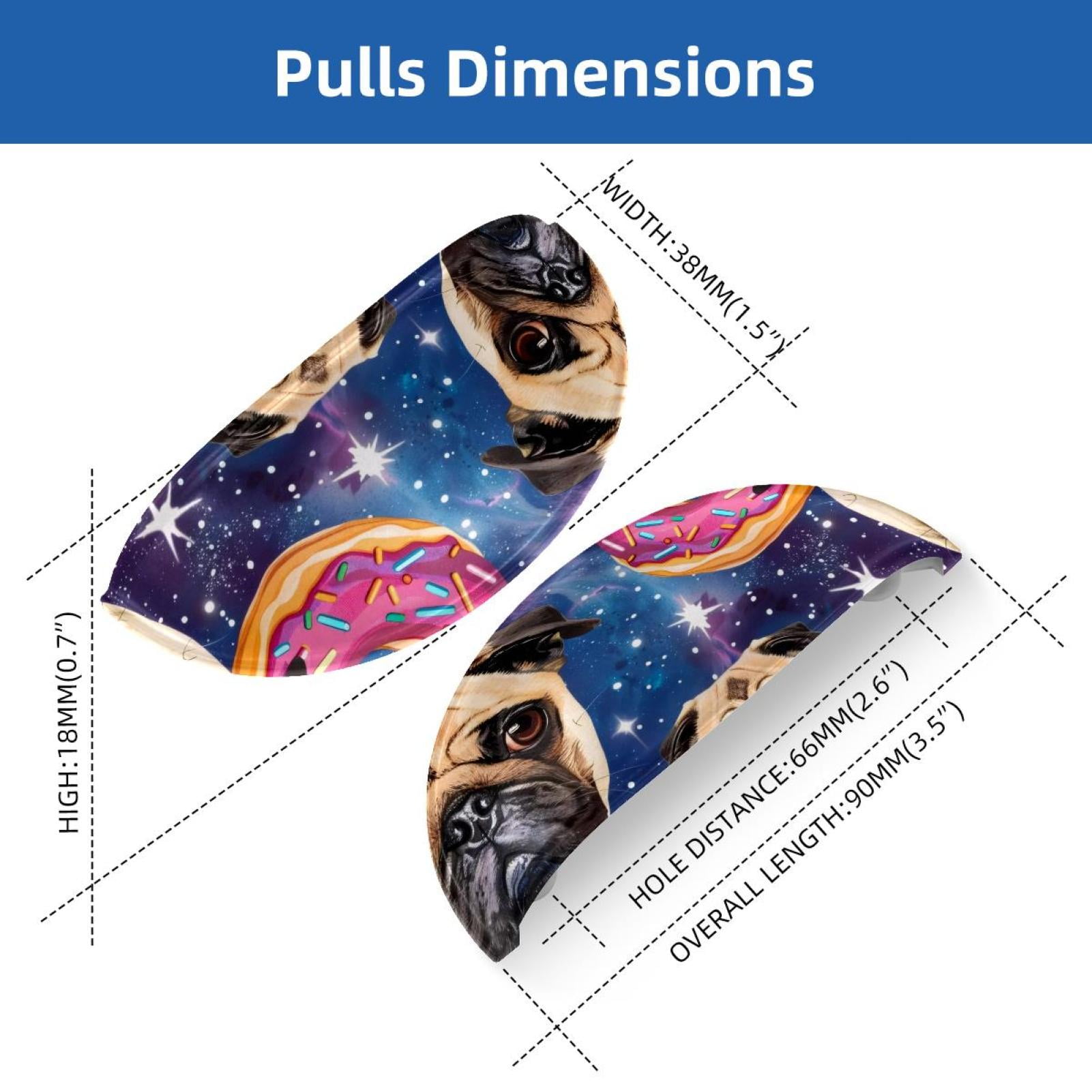 PhooArto 6 Pcs Cup Drawer Pulls, Donuts Pug Dog Galaxy Shell Shape Handles Cabinet Knobs for Dresser Cupboard Closet Wardrobe with Screws