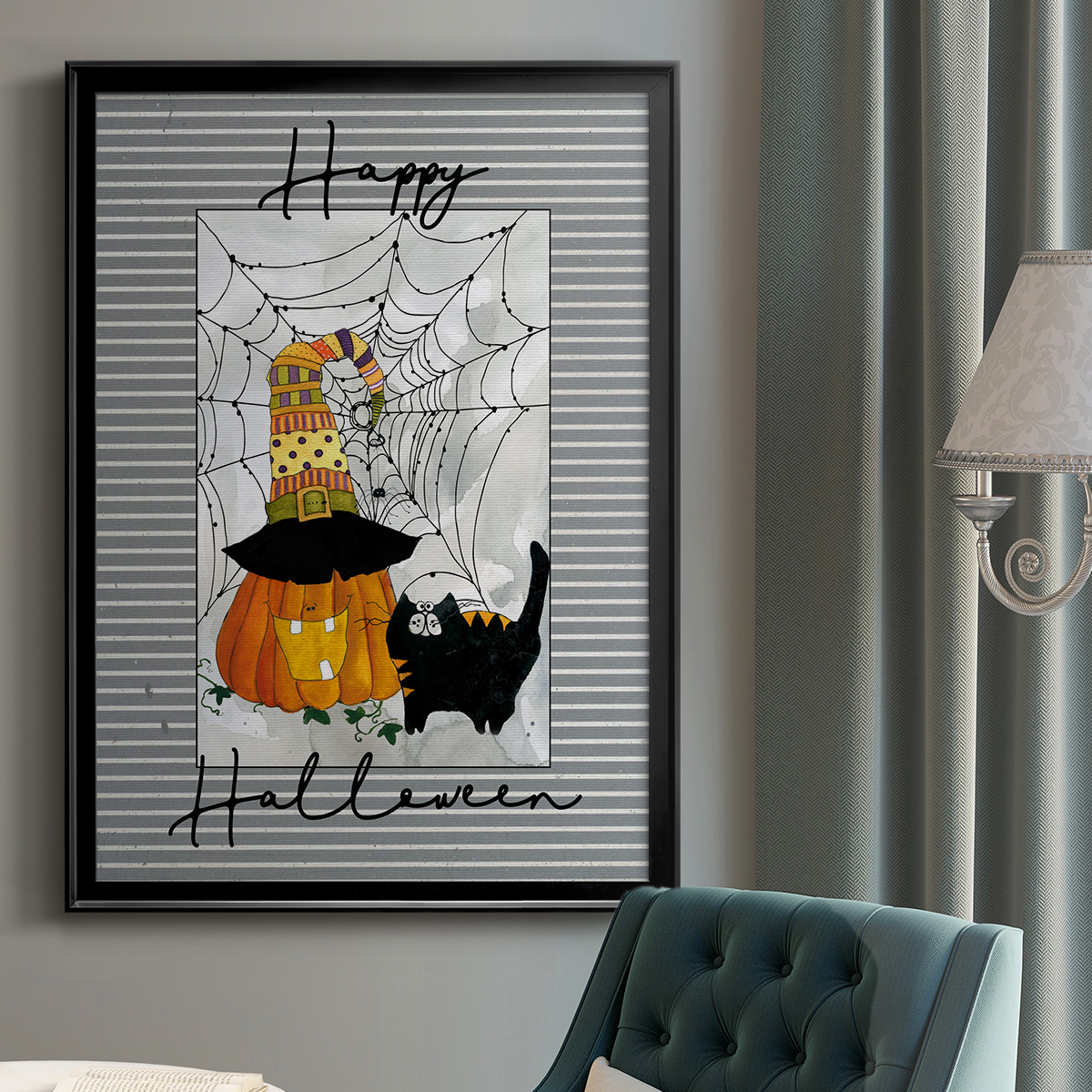 Happy Halloween Pumpkin Premium Classic Framed Print - Ready to Hang