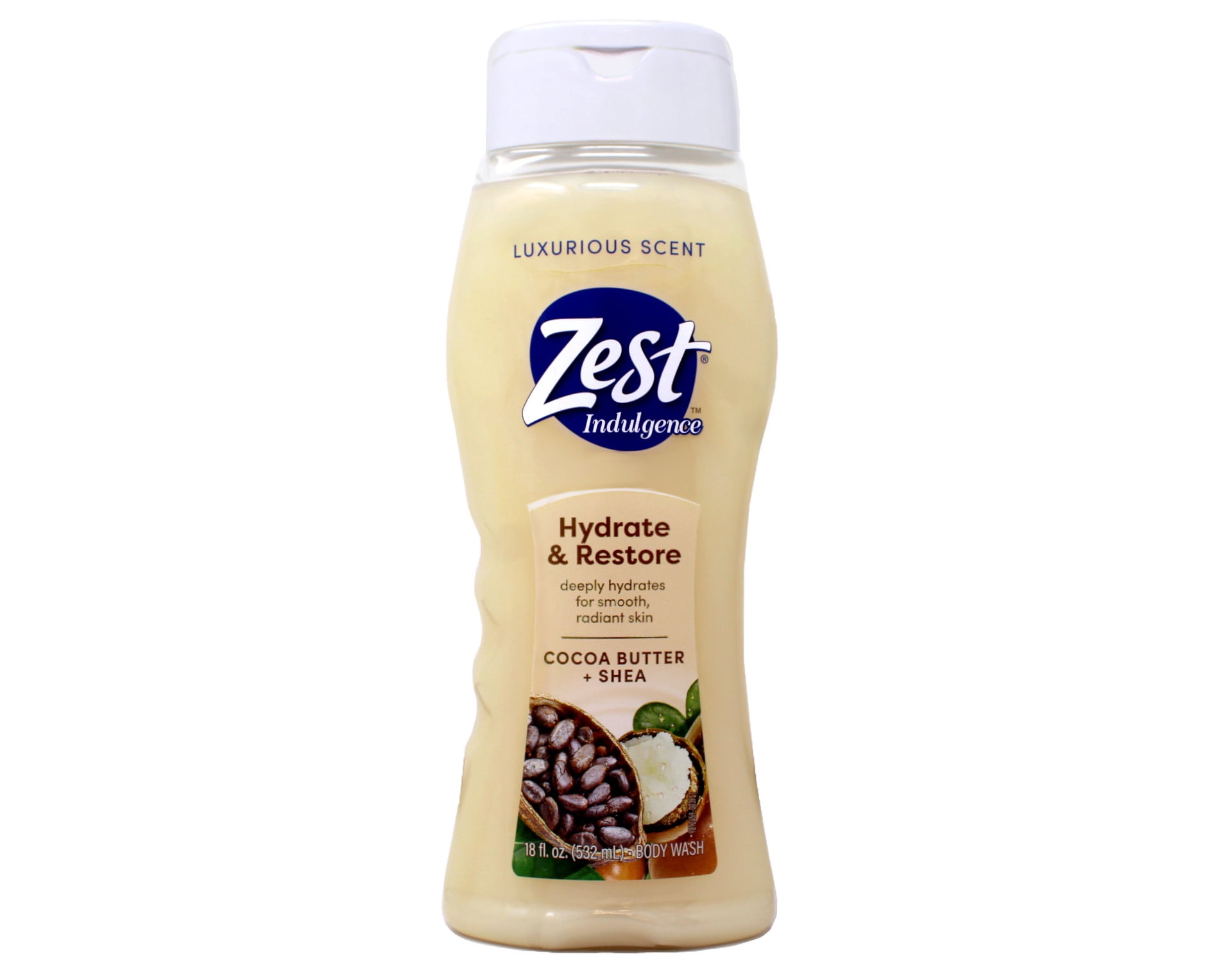 Zest Body Wash, Creamy Cocoa Butter & Shea 18 oz (Pack of 4)