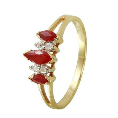 Foreli 0.57CTW Ruby And Diamond 10k Yellow Gold Ring