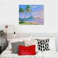 thumbnail image 5 of Creowell  Beach Wall Art Canvas Beautiful Hawaii Sunset Landscape Picture Prints Sea Palm Tree Painting Pink Colorful Bathroom Decoration 20x16in, 5 of 6