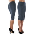 thumbnail image 4 of ToBeInStyle Women's Premium Cotton-Blend Basic Knee Skirt - Ash Grey - S, 4 of 7