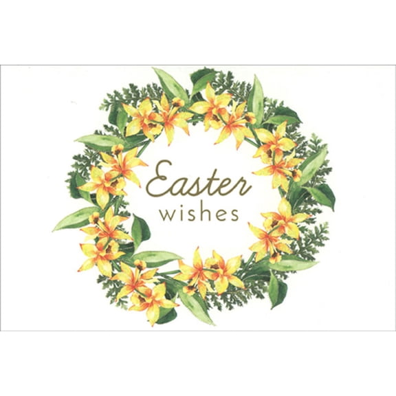 Pictura Easter Wishes Yellow Daffodil Wreath Easter Card