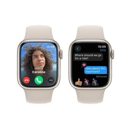 Apple Watch Series 9 (GPS) 41mm Starlight Aluminum Case with Starlight Sport Band with Blood Oxygen - S/M - Starlight