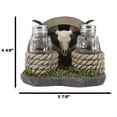 thumbnail image 3 of Rustic Western Wagon Wheel Ropes Longhorn Cow Skull Salt Pepper Shakers Holder, 3 of 8
