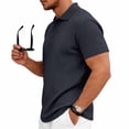 thumbnail image 5 of Bxsruta Men's Casual Textured Knit Polo Shirt Short Sleeve Button Front Breathable Solid Collared Pullover, 5 of 8