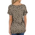 thumbnail image 3 of Tops casuales con estampado de leopardo para mujer, camisas de manga corta con cuello en V, blusa suelta, camiseta básica,XL JAMW Sencillez, 3 of 4