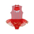 thumbnail image 6 of iiniim Kids Girls Sequin Stripe Jazz Dance Tutu Skirt Leotard Dress Red 14, 6 of 7