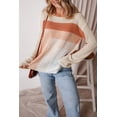 thumbnail image 6 of Ushdele Vibrant Apricot Pointelle Sweater: Trendy Colorblock & Relaxed Fit, 6 of 8
