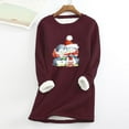 thumbnail image 2 of IROINNID On Sale Christmas Sweatshirts for Women Ladies Winter Plus Fleece Warm Christmas Print Long Top Sweatshirts,Burgundy, 2 of 5
